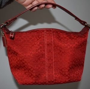 Coach Red Jacquard Baguette
